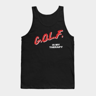 Golf Is My Therapy / 80s Style Golf Lover Faded Design Tank Top